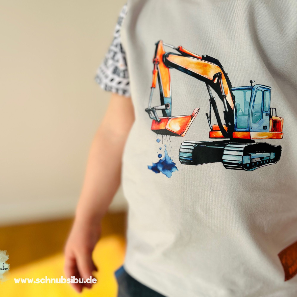 Bügelbild Bagger orange